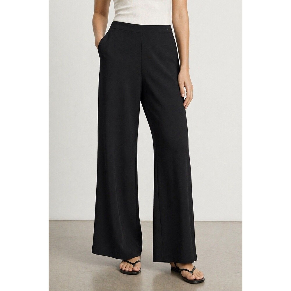 Organic Basics Black Wide Leg Pants Medium High Rise Minimalist Pull On